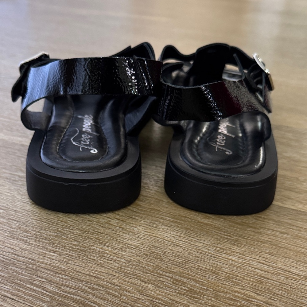 Free People Finn Platform Fisherman Sandal Black Patent Leather Size 41 US 10 - Picture 10 of 14